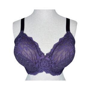 Chantelle Rive Gauche Full Coverage Unlined Bra sz 32DDD * Purple & Pink Stitch